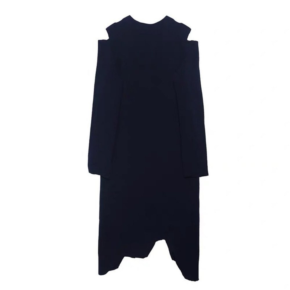 Midi Knit Dress with Rip Effect Hem